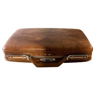 Vintage 60s American Tourister Brown Attache Briefcase Hard Case MCM Mad Men